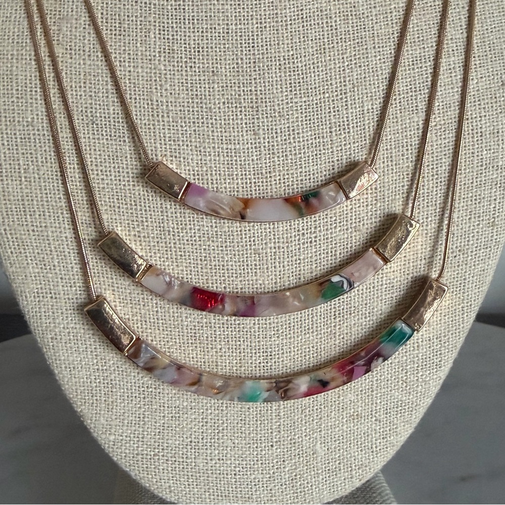 Ann Taylor Multicolor Resin Bar Necklace - Picture 7 of 8
